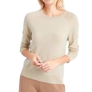 Banana Republic 100% Merino Wool Capsule Wardrobe Camel Crewneck Sweater Size S